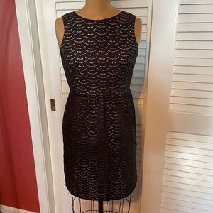 LOFT | black with tan underlay perforated dress 0P